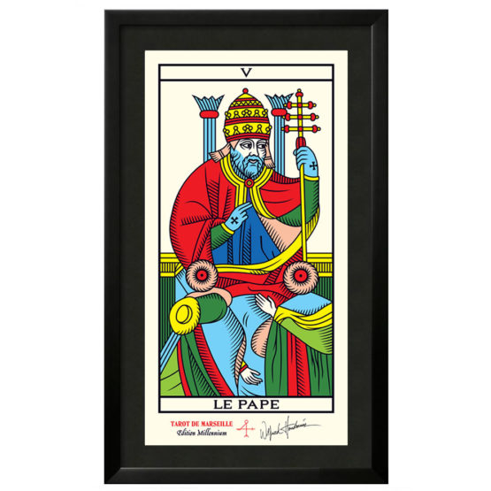 Quadro Emoldurado Taro de Marseille Arcano Maior 05 O Papa ou Hierofante Edition Millenium de Wilfried Houdouin Assinado - Exclusivo DMAstro Brasil