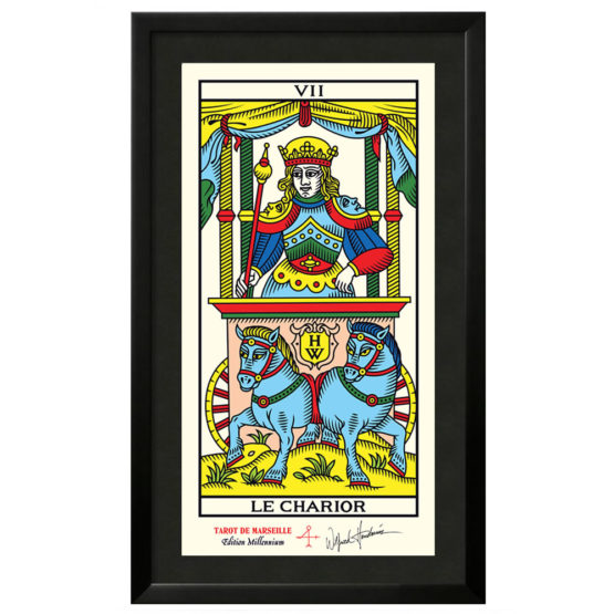 Quadro Emoldurado Taro de Marseille Arcano Maior 7 O Carro Edition Millenium de Wilfried Houdouin Assinado - Exclusivo DMAstro Brasil