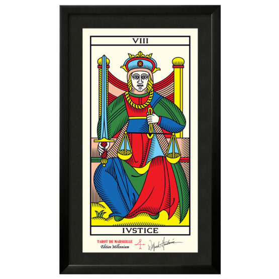 Quadro Emoldurado Taro de Marseille Arcano Maior 8 A Justiça Edition Millenium de Wilfried Houdouin Assinado - Exclusivo DMAstro Brasil