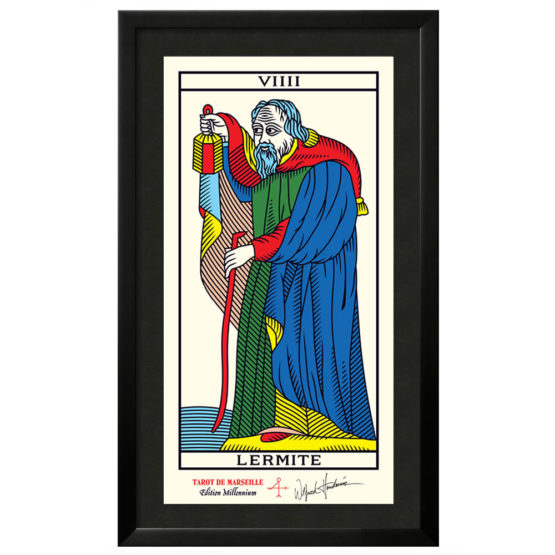 Quadro Emoldurado Taro de Marseille Arcano Maior 9 O Eremita Edition Millenium de Wilfried Houdouin Assinado - Exclusivo DMAstro Brasil