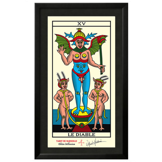 Quadro Emoldurado Taro de Marseille Arcano Maior 15 O Diabo Millenium de Wilfried Houdouin Assinado - Exclusivo DMAstro Brasil