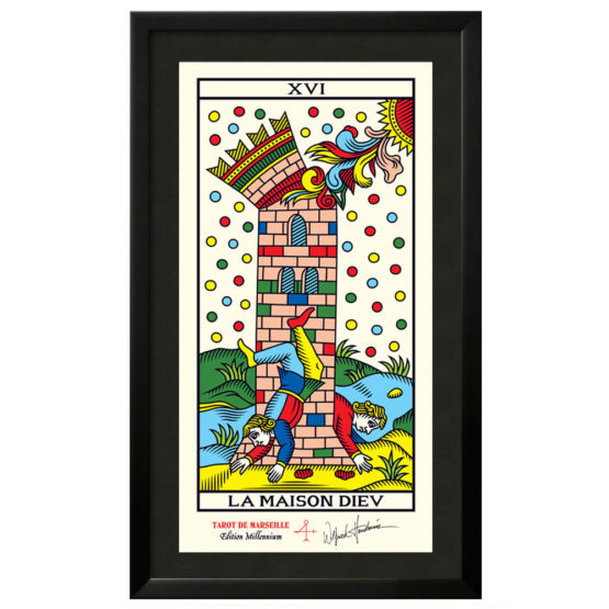 Quadro Emoldurado Taro de Marseille Arcano Maior 16 A Casa de Deus ou A Torre de Wilfried Houdouin Assinado - Exclusivo DMAstro Brasil