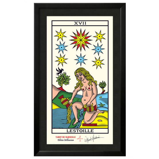 Quadro Emoldurado Taro de Marseille Arcano Maior 17 A Estrela de Wilfried Houdouin Assinado - Exclusivo DMAstro Brasil