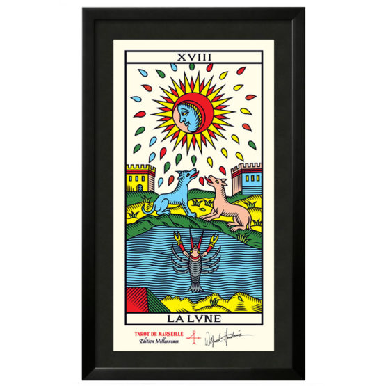 Quadro Emoldurado Taro de Marseille Arcano Maior 18 A Lua de Wilfried Houdouin Assinado - Exclusivo DMAstro Brasil