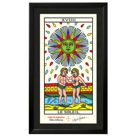 Quadro Emoldurado Taro de Marseille Arcano Maior 19 O Sol de Wilfried Houdouin Assinado - Exclusivo DMAstro Brasil