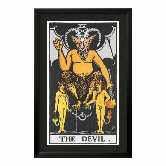 Quadro Emoldurado Tarô Rider-Waite Arcano Maior 15 O Diabo de Arthur Edward Waite e Pamela Colman Smith