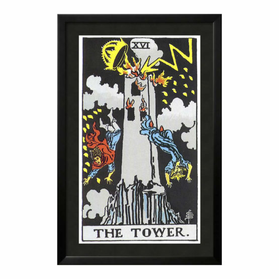 Quadro Emoldurado Tarô Rider-Waite Arcano Maior 16 A Torre de Arthur Edward Waite e Pamela Colman Smith