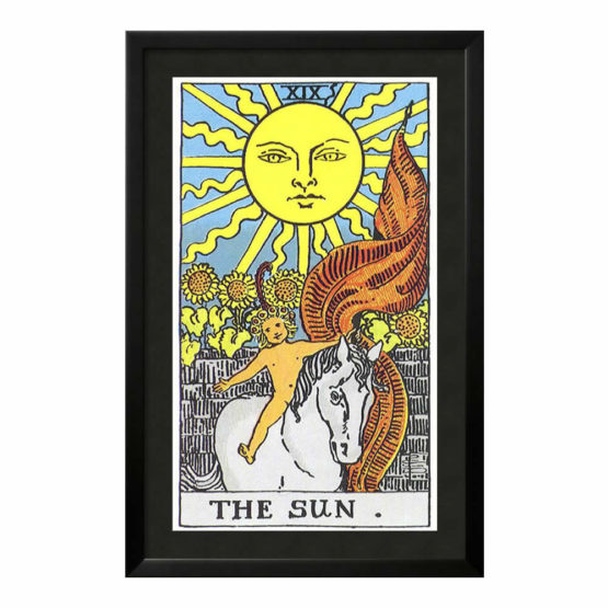Quadro Emoldurado Tarô Rider-Waite Arcano Maior 19 O Sol de Arthur Edward Waite e Pamela Colman Smith