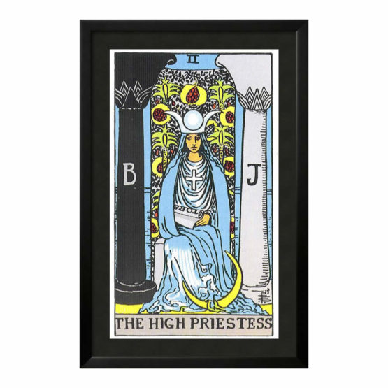 Quadro Emoldurado Tarô Rider-Waite Arcano Maior 2 A Alta Sacerdotisa de Arthur Edward Waite e Pamela Colman Smith