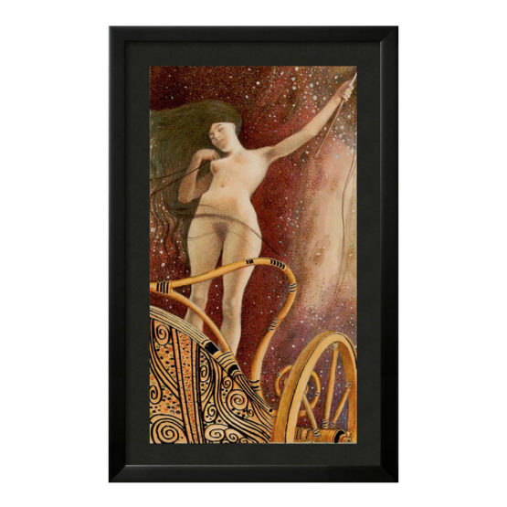 Quadro Emoldurado Tarô Golden Klimt Arcano Maior 7 O Carro de Gustave Klimt
