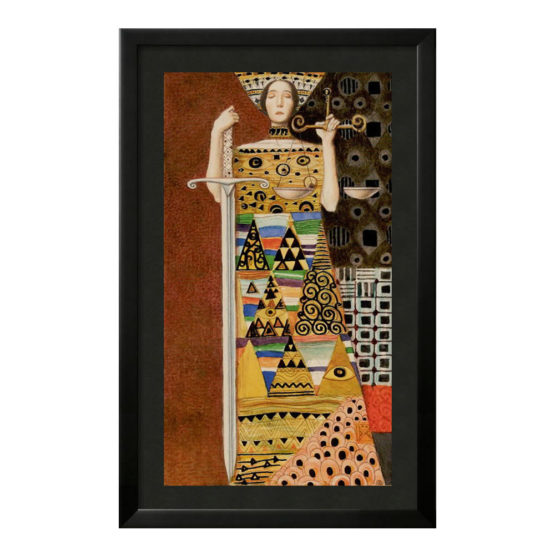 Quadro Emoldurado Tarô Golden Klimt Arcano Maior 8 A Justiça de Gustave Klimt