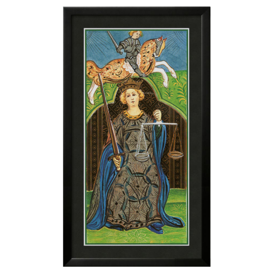 Quadro Emoldurado Tarô Visconti Sforza Arcano Maior 8 A Justiça de A. A. Atanassov