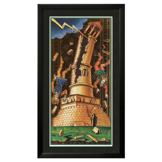 Quadro Emoldurado Tarô Visconti Sforza Arcano Maior 16 A Torre - A Casa de Deus de A. A. Atanassov
